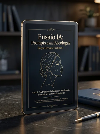 Capa do produto Ensaio IA — 500 prompts de foto com IA para psicólogas